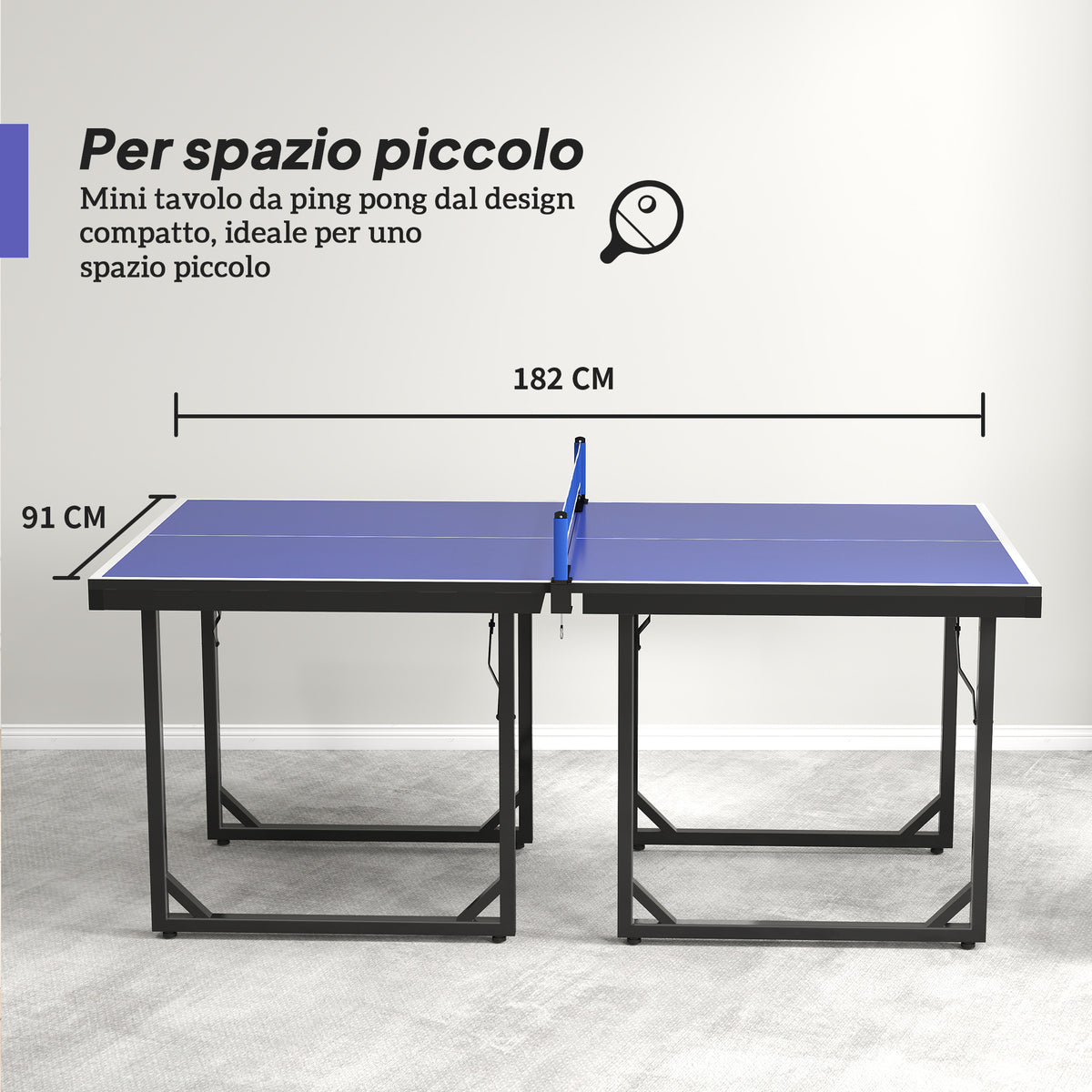 Tavolo da Ping Pong Pieghevole per Interni, Tavolo Ping Pong con Rete, Montaggio Non Richiesto, 182x91 cm, Blu e Viola
