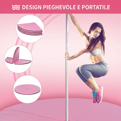 Tappeto Pole Dance Antiscivolo Pieghevole in Schiuma EPE e PVC, 150x5cm, Rosa