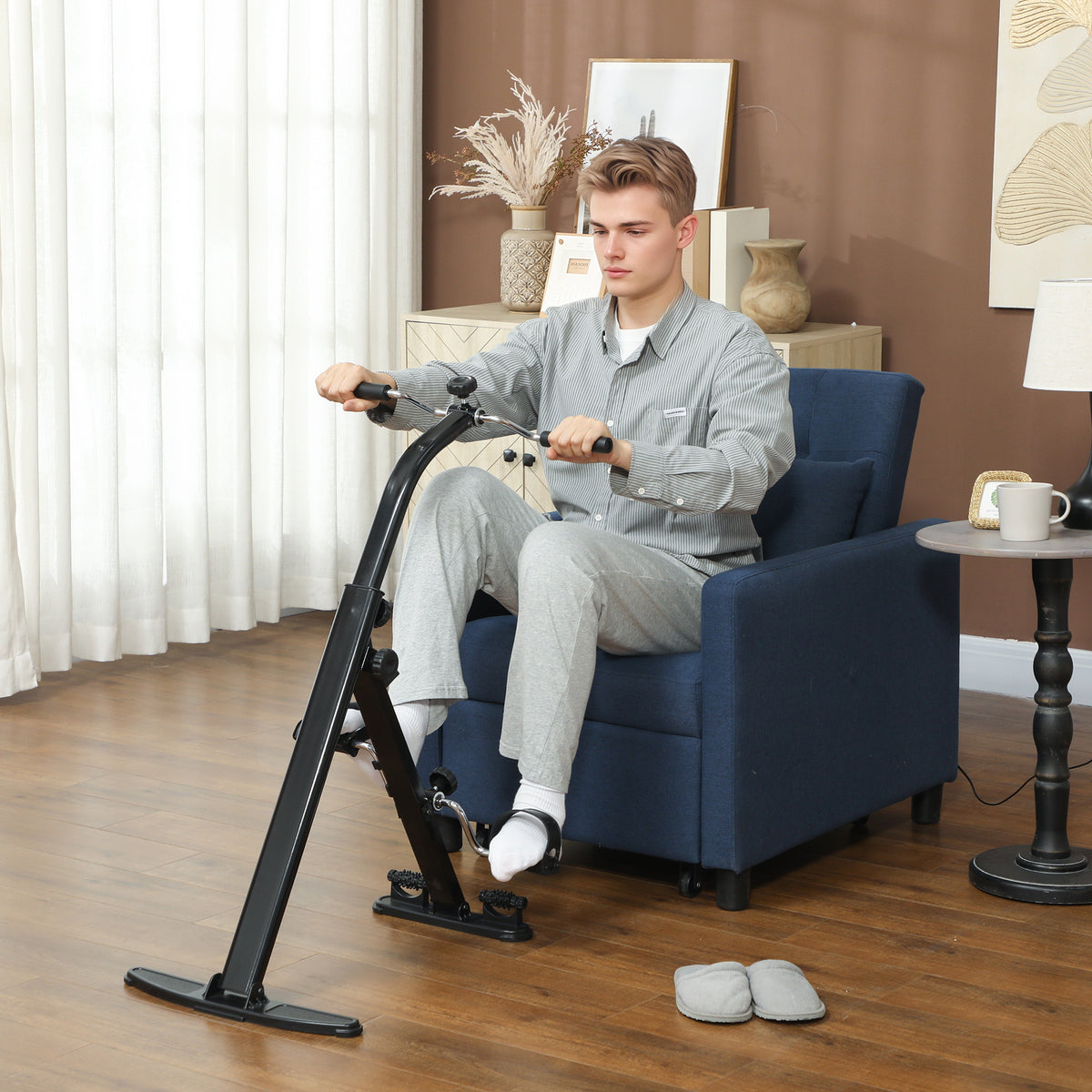 Cyclette per Riabilitazione Gambe e Braccia Pieghevole, Schermo LCD e Altezza Manubrio Regolabile, Nero