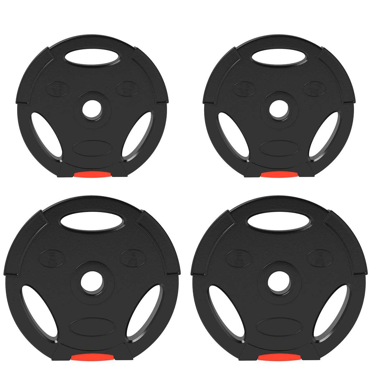 Kit Pesi con 2 Dischi da 5 kg e 2 Dischi da 2.5 kg in Polipropilene e Sabbia, 27x4.5 cm e 24x3.5 cm, Nero