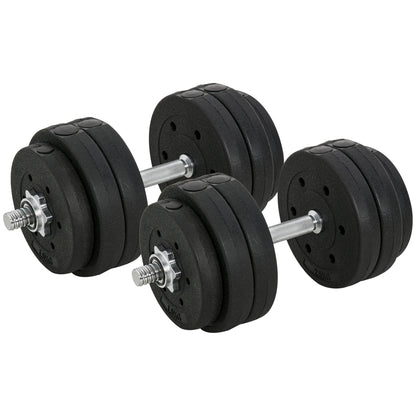 Set Manubri Palestra 30kg (8x2.5 kg, 4x1.5 kg), Pesi Palestra con 12 Dischi e 2 Manubri da 2 kg per Allenamento a Casa, Nero