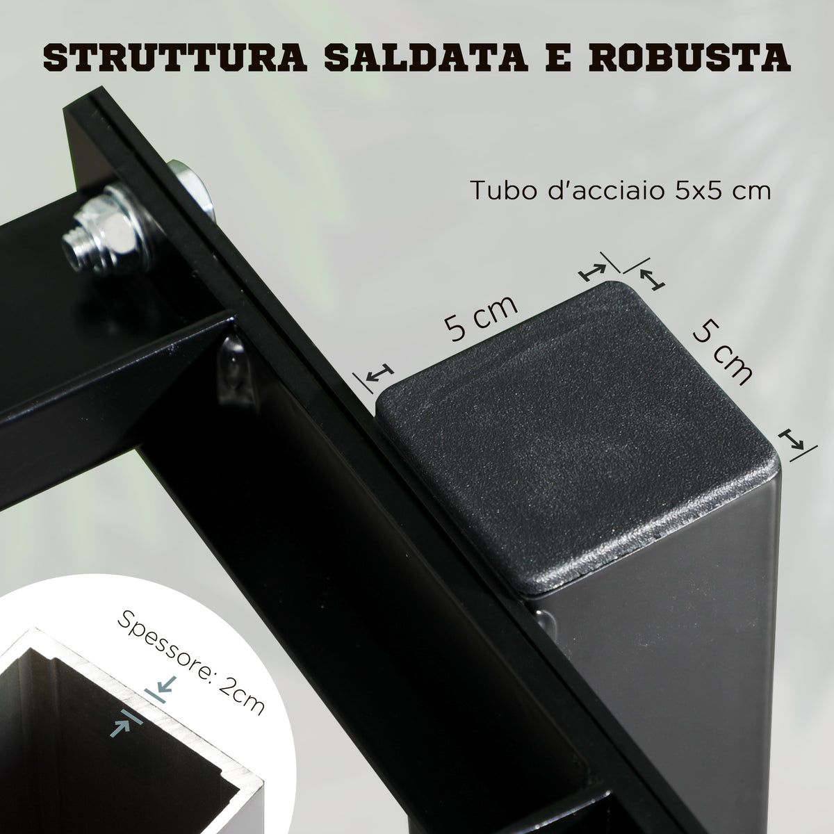 Porta Pesi con 2 Ripiani in Acciaio per Palestra, Casa e Ufficio, 94x52.5x82cm, Nero