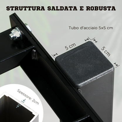 Porta Pesi con 2 Ripiani in Acciaio per Palestra, Casa e Ufficio, 94x52.5x82cm, Nero