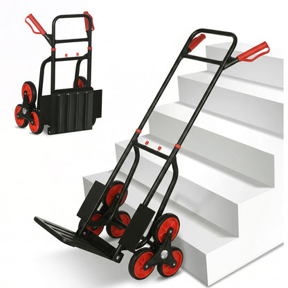 Carrello Portapacchi Pieghevole 120 kg max con Maniglia Estraibile, 44 x 38 x 106.5 cm, Rosso e Nero