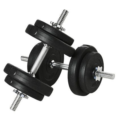 Set Manubri Pesi 20 kg (4x2.5 kg, 4x1.5 kg) con 8 Dischi e 2 Manubri da 2 kg, 43x18x7.5 cm, Nero