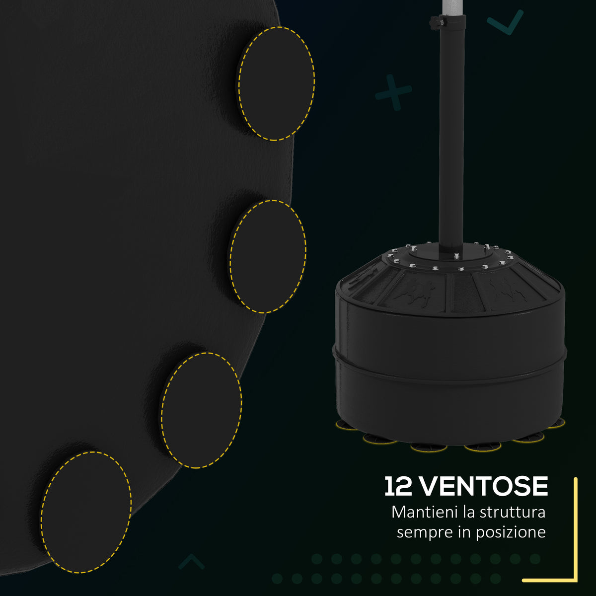Punching Ball con Barra Girevole per Adulti e Altezza Regolabile 1.6-2m, Nero