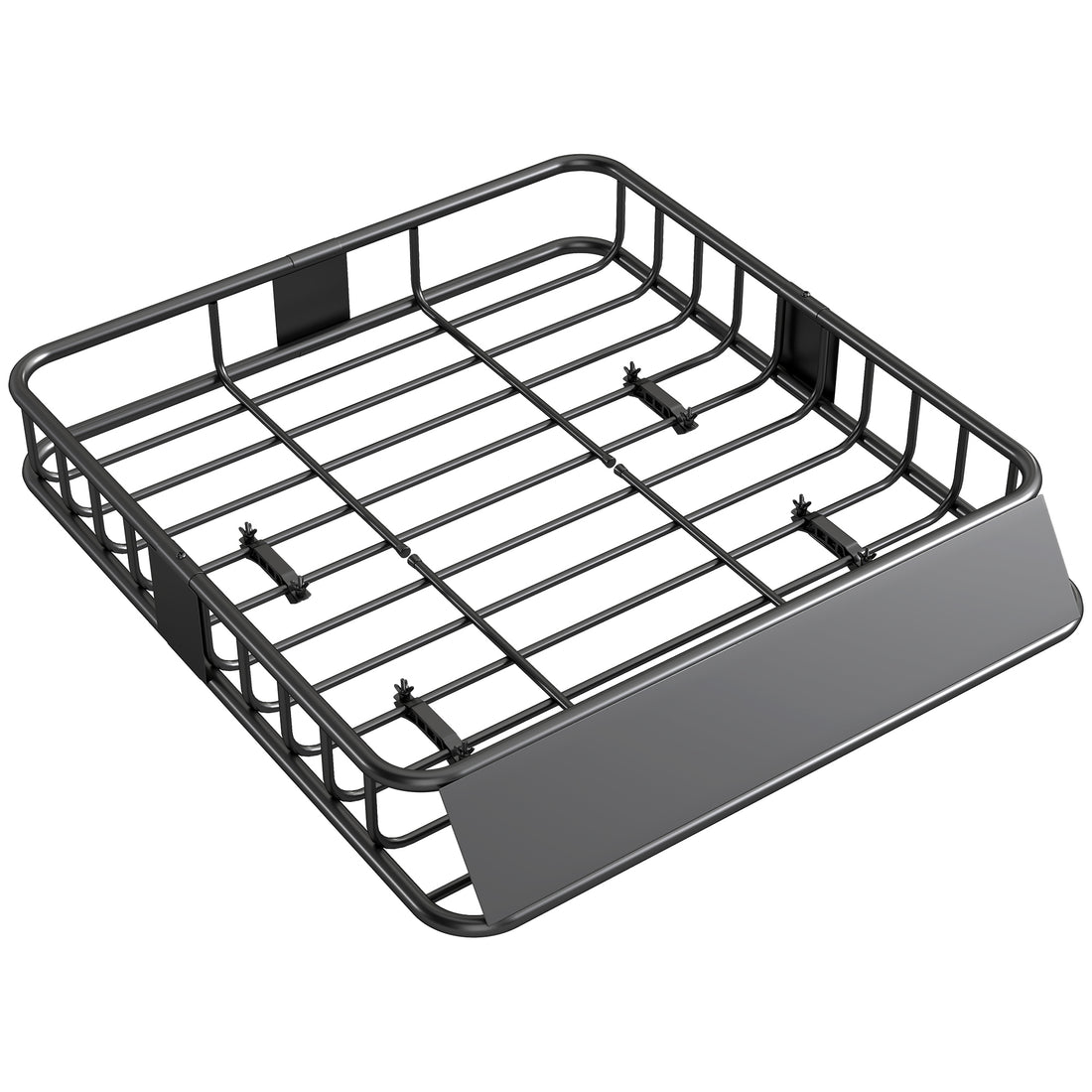 Portapacchi per Auto in Acciaio da 90.7 kg con Deflettori e Guide Laterali, 110.5x99.5x18.5 cm, Nero