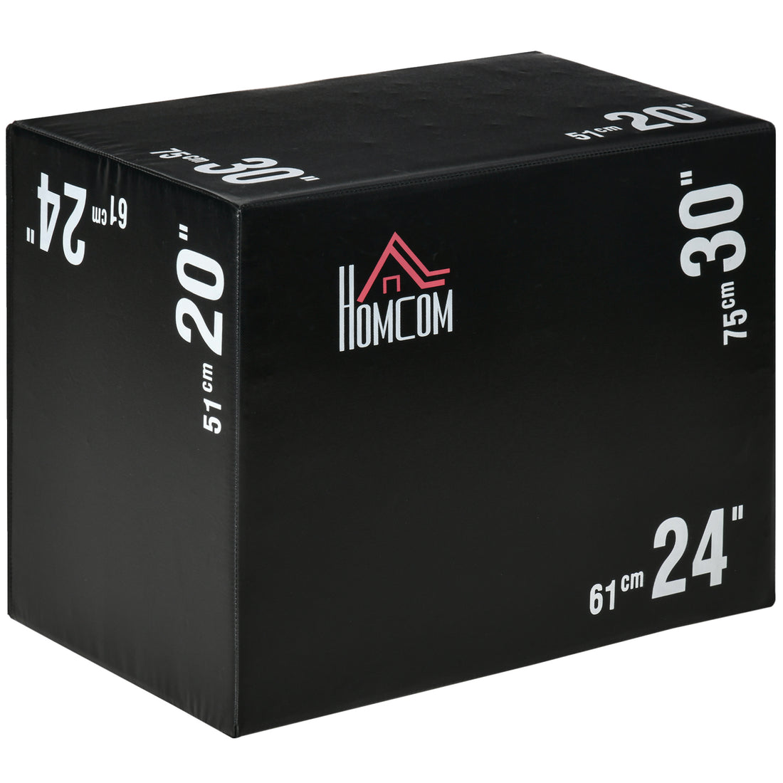 Plyo Box 3 in1 a 3 Altezze, Jumping Box Pliometrico Capacità 120kg, 75x51x61cm, Nero