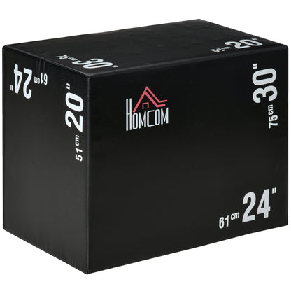 Plyo Box 3 in1 a 3 Altezze, Jumping Box Pliometrico Capacità 120kg, 75x51x61cm, Nero