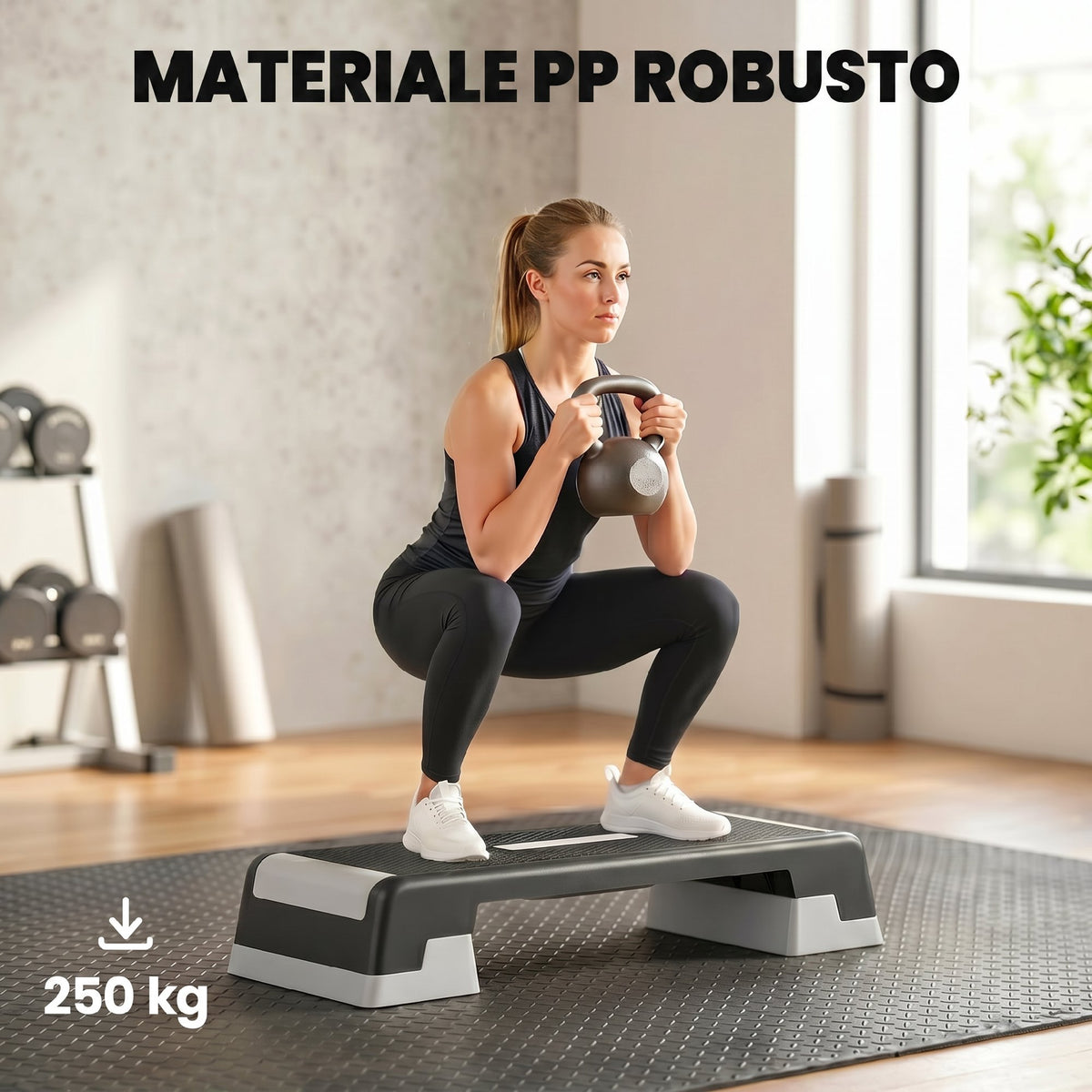Stepper Aerobico Regolabile, Altezza 15/20/25 cm con Supporti