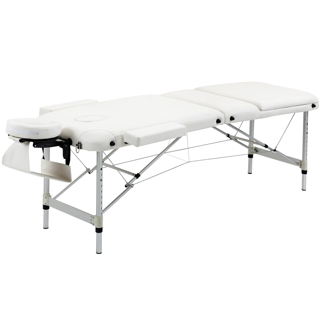 Lettino Massaggi Portatile Pieghevole e Professionale in Alluminio bianco 215x81x61-84cm
