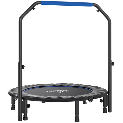 Mini Trampolino Fitness 114 cm Pieghevole con Manubrio Regolabile in Altezza, Blu e Nero