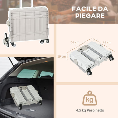 Carrello Spesa Pieghevole, Carrello in Alluminio, Ruote per Scale, Bianco