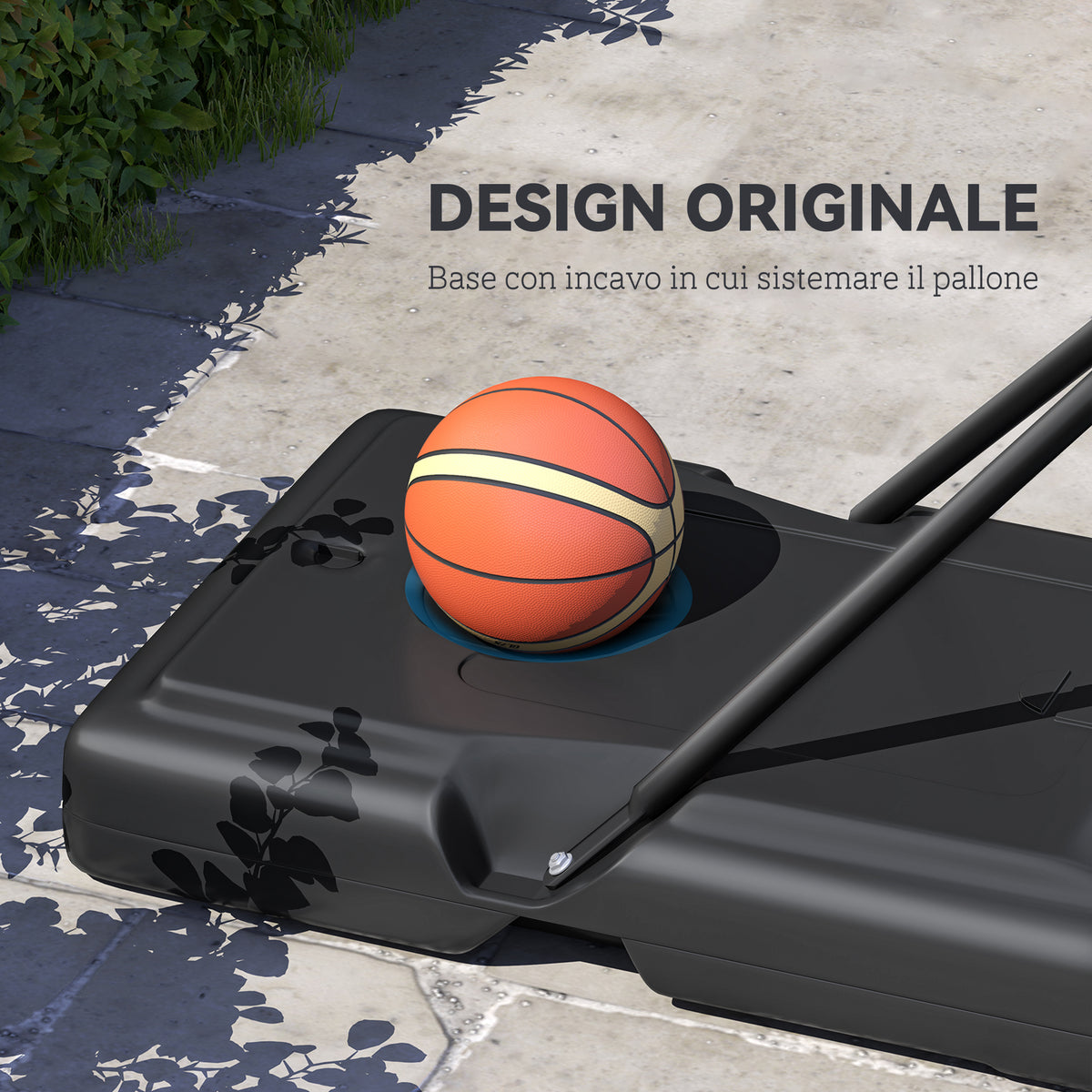 Canestro Basket Altezza Regolabile 160-305cm, Base con Ruote e Struttura in Acciaio, Tabellone in PVC Trasparente