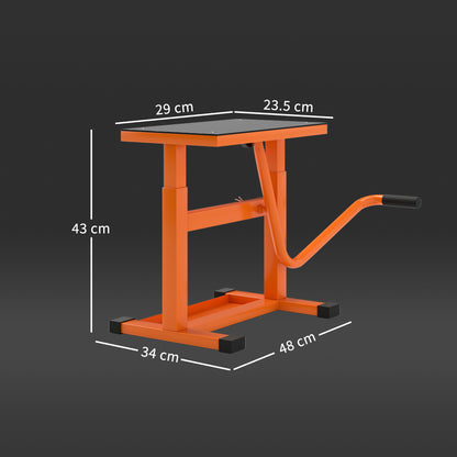 Cavalletto Alzamoto max 150 kg in Metallo con Superficie in Gomma e Manovella, 48x34x43 cm, Arancione