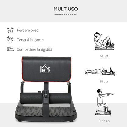 Macchina Squat 3 in 1, Macchina per Deep Sissy Squat Sit Up Push Up Regolabile Acciaio, Multifunzione, per Fitness, Allenamento, Leg Press, Addominali e Flessioni, Nero