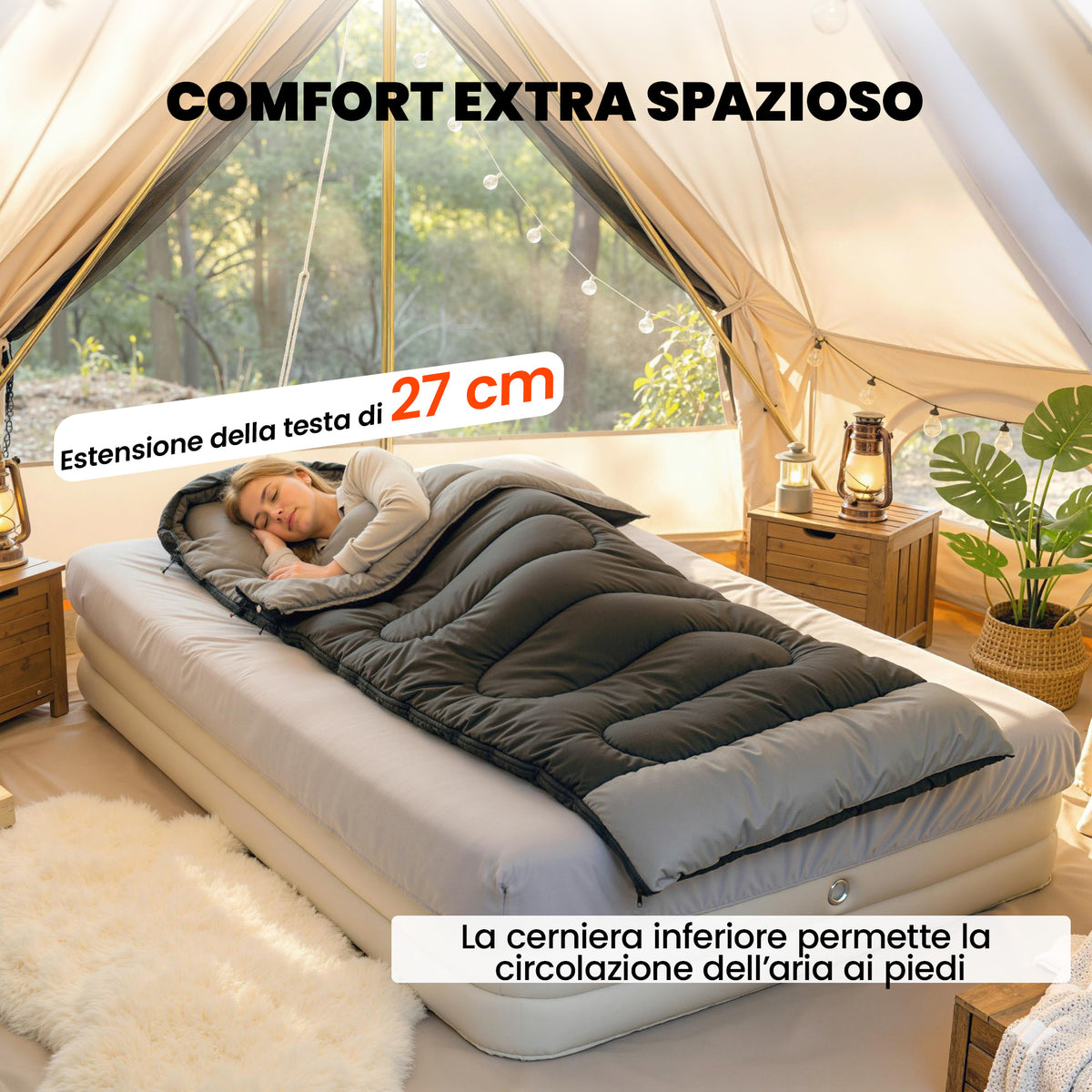 Sacco a Pelo Singolo per Adulti, Leggero e Compatto, 75x215 cm, Nero