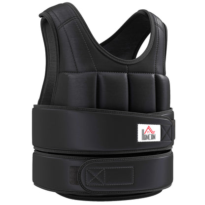 Giubbotto Zavorrato 20kg Unisex 38 Pesi Singoli, Imbottitura, Chiusure con Velcro, Nero