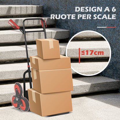 Carrello Portapacchi Pieghevole 120 kg max con Maniglia Estraibile, 44 x 38 x 106.5 cm, Rosso e Nero