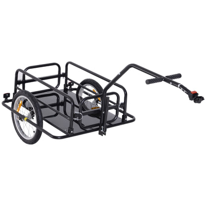 Carrello per Bicicletta Rimorchio Cargo Bici Trasporto di Oggetti Pieghevole Portata 36kg 156x72x82cm