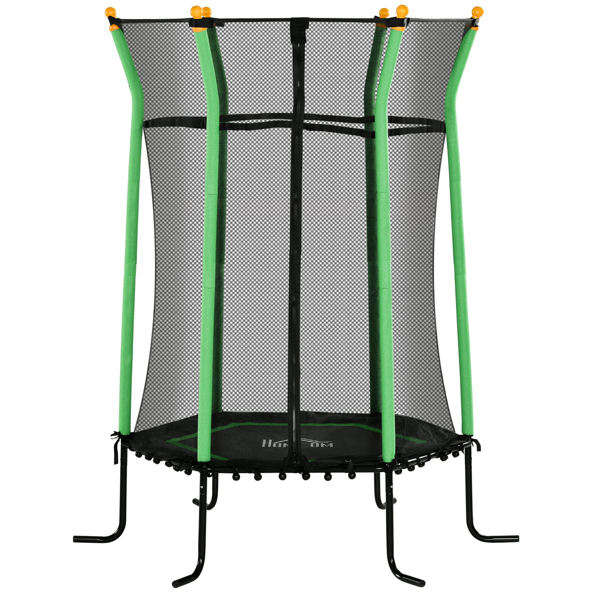 Trampolino Elastico per Bambini 3-10 Anni con Ingresso a Cerniera e Pali Imbottiti, 122x111x190 cm, Verde