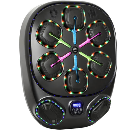 Macchina da Boxe Musicale a Parete con 9 Modalità, Luci LED e Connessione Bluetooth, 61x48x11 cm, Nero