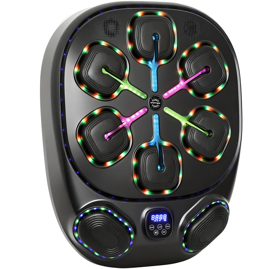 Macchina da Boxe Musicale a Parete con 9 Modalità, Luci LED e Connessione Bluetooth, 61x48x11 cm, Nero