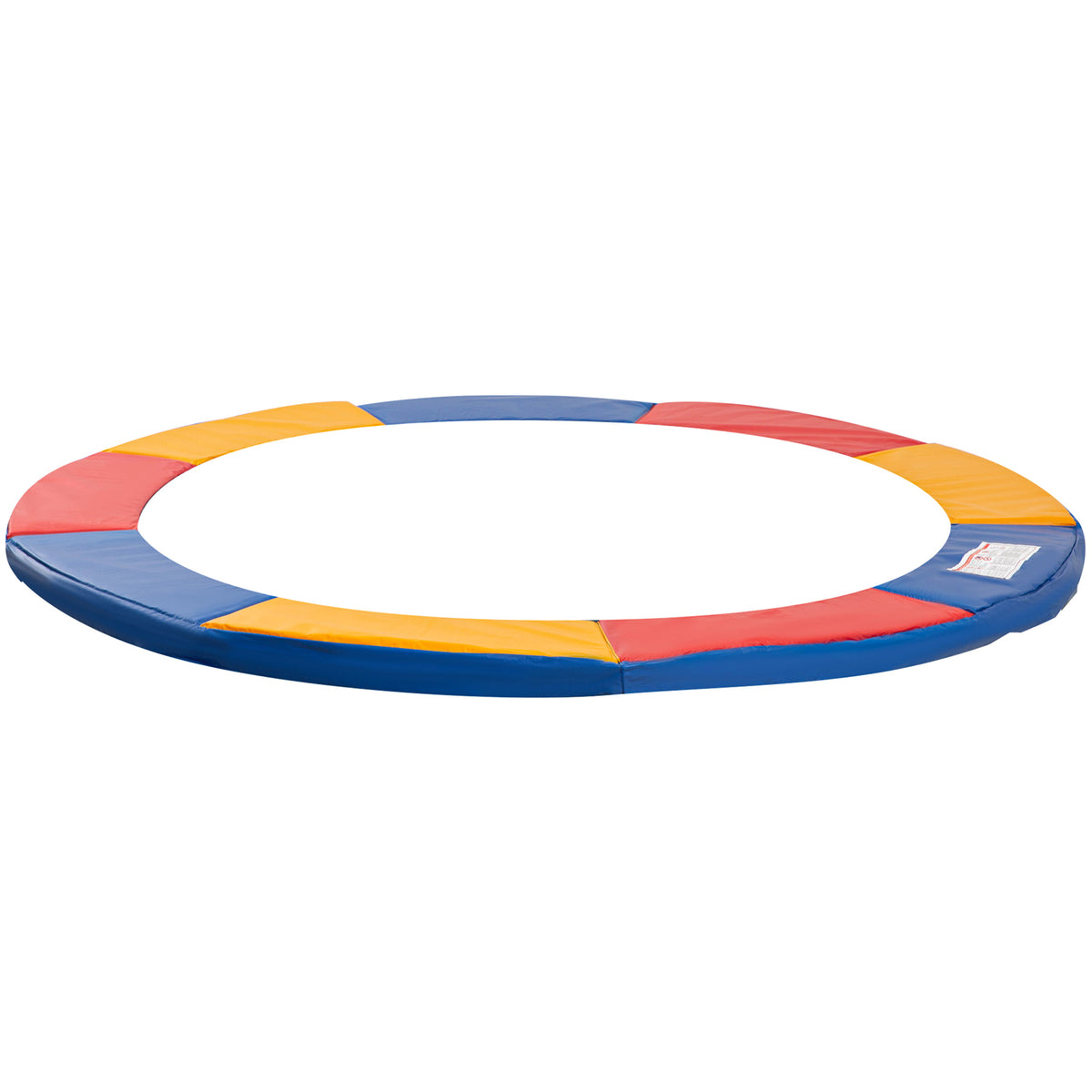 Copertura Tappeto Elastico 305x1.5 cm Pieghevole e Portatile, Protezione Trampolino da Giardino in Plastica, PE e Schiuma EPE, Nessun Foro per Palo, Rosso, Blu e Giallo