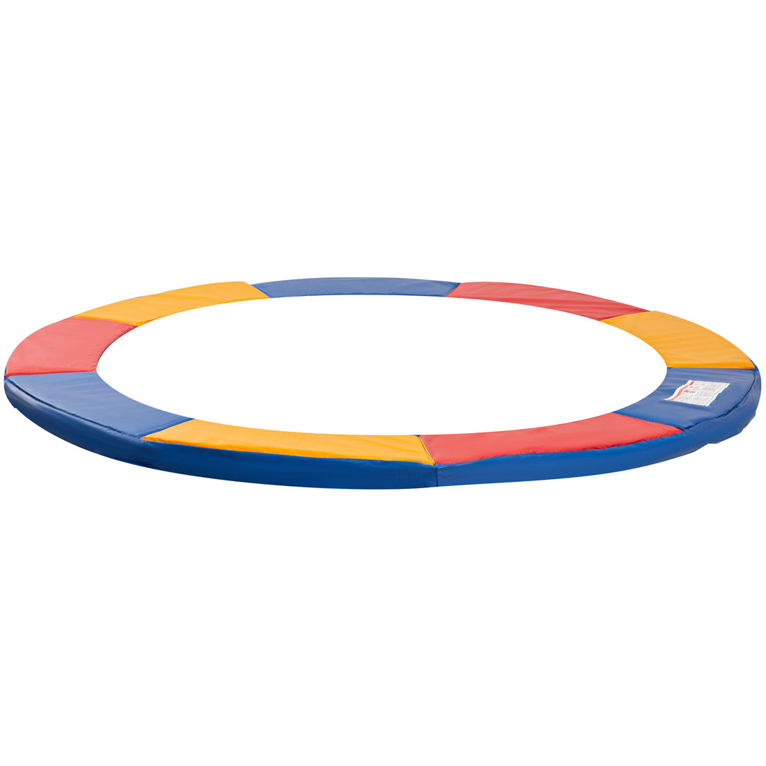 Copertura Tappeto Elastico 305x1.5 cm Pieghevole e Portatile, Protezione Trampolino da Giardino in Plastica, PE e Schiuma EPE, Nessun Foro per Palo, Rosso, Blu e Giallo