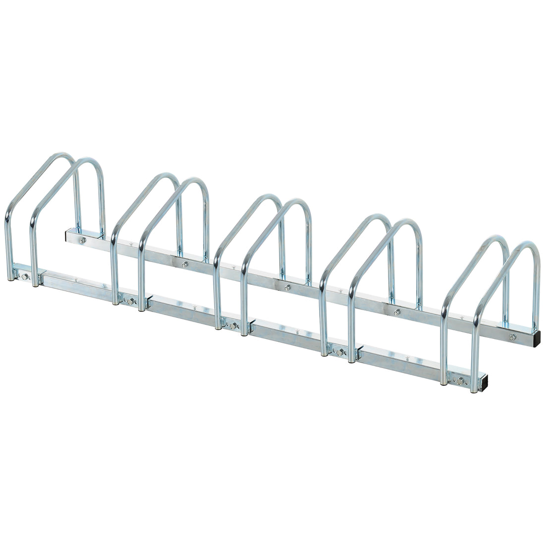 Rastrelliera Portabiciclette Parcheggio per 5 Biciclette in Acciaio, 1453327 cm, Argento