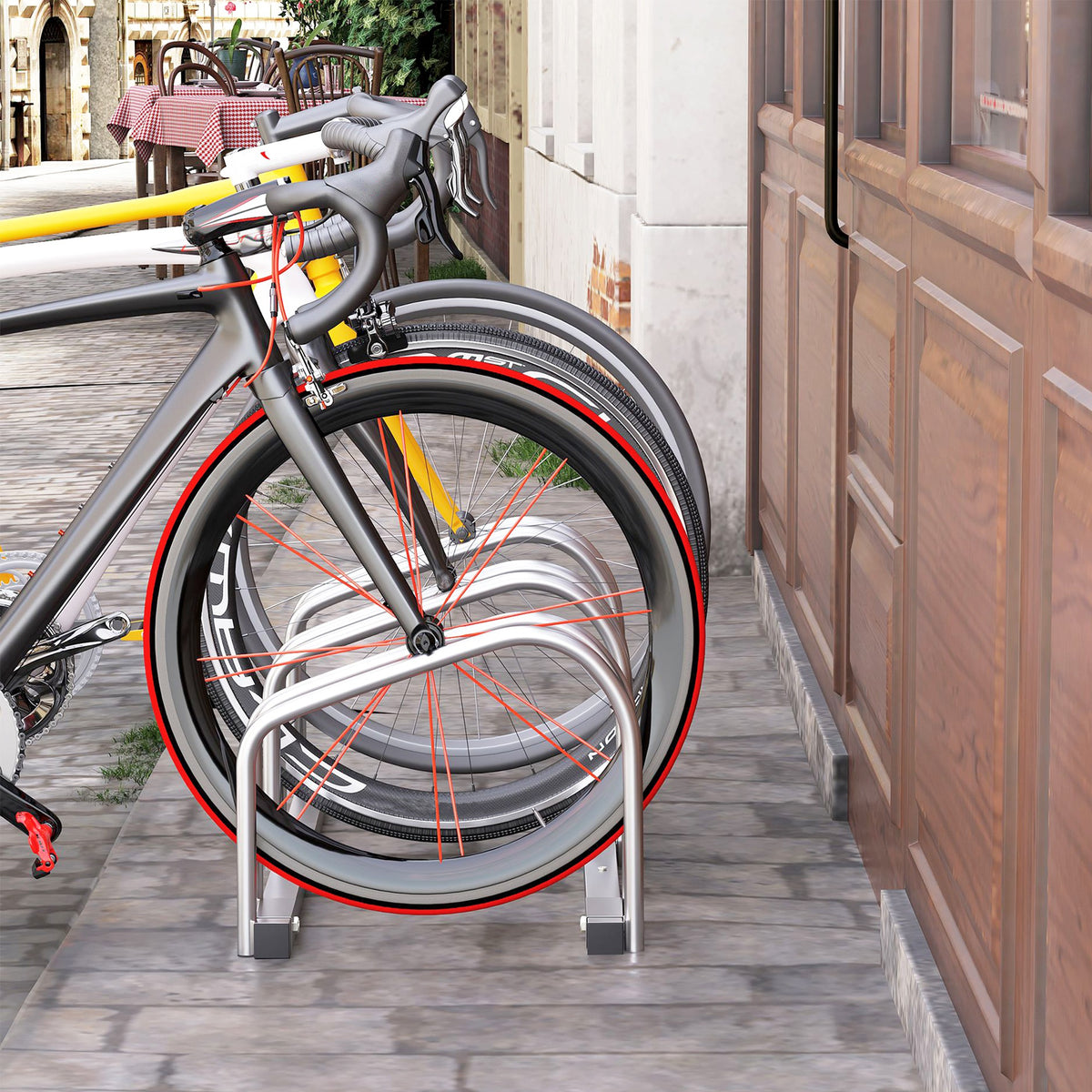 Rastrelliera Portabiciclette Parcheggio per 3 Biciclette Tubi d&
