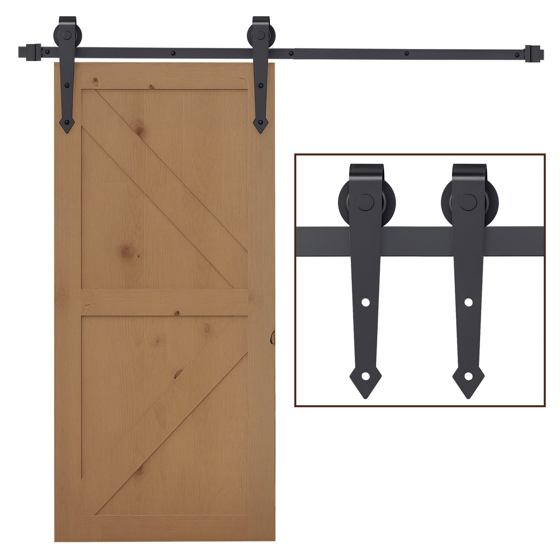 Kit Binario per Porta Scorrevole Singola Stile Rustico in Acciaio al Carbonio, Marrone