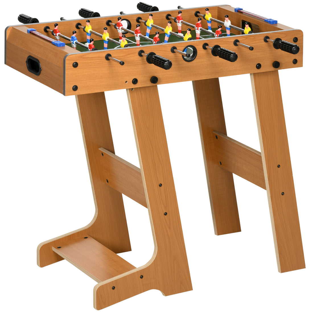 Calcio Balilla Pieghevole in Legno con 6 Aste, 18 Giocatori e Segnapunti, 69x37x70cm
