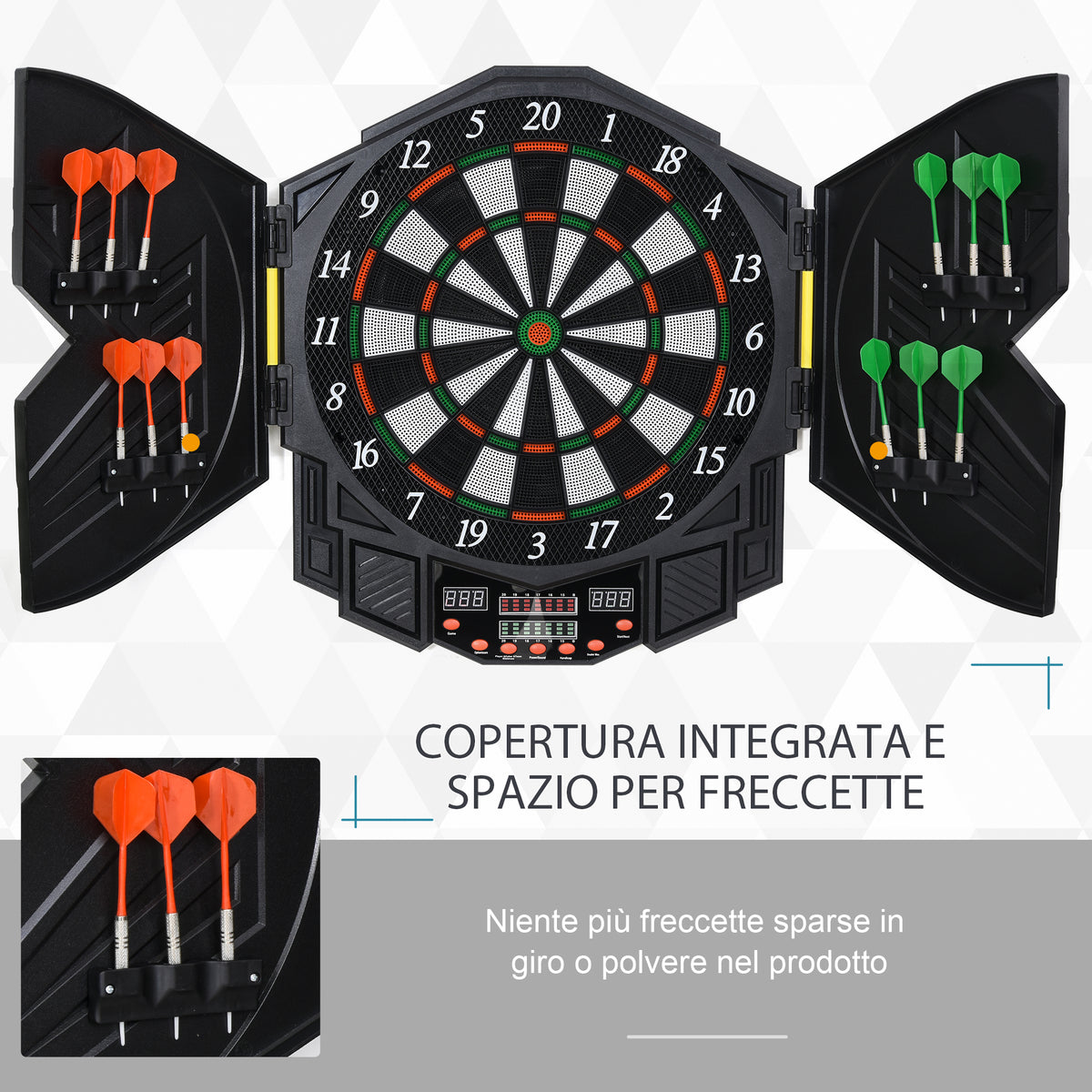 Bersaglio Elettronico Digitale con 12 Freccette per 8 Giocatori, 27 Giochi e 216 Varianti