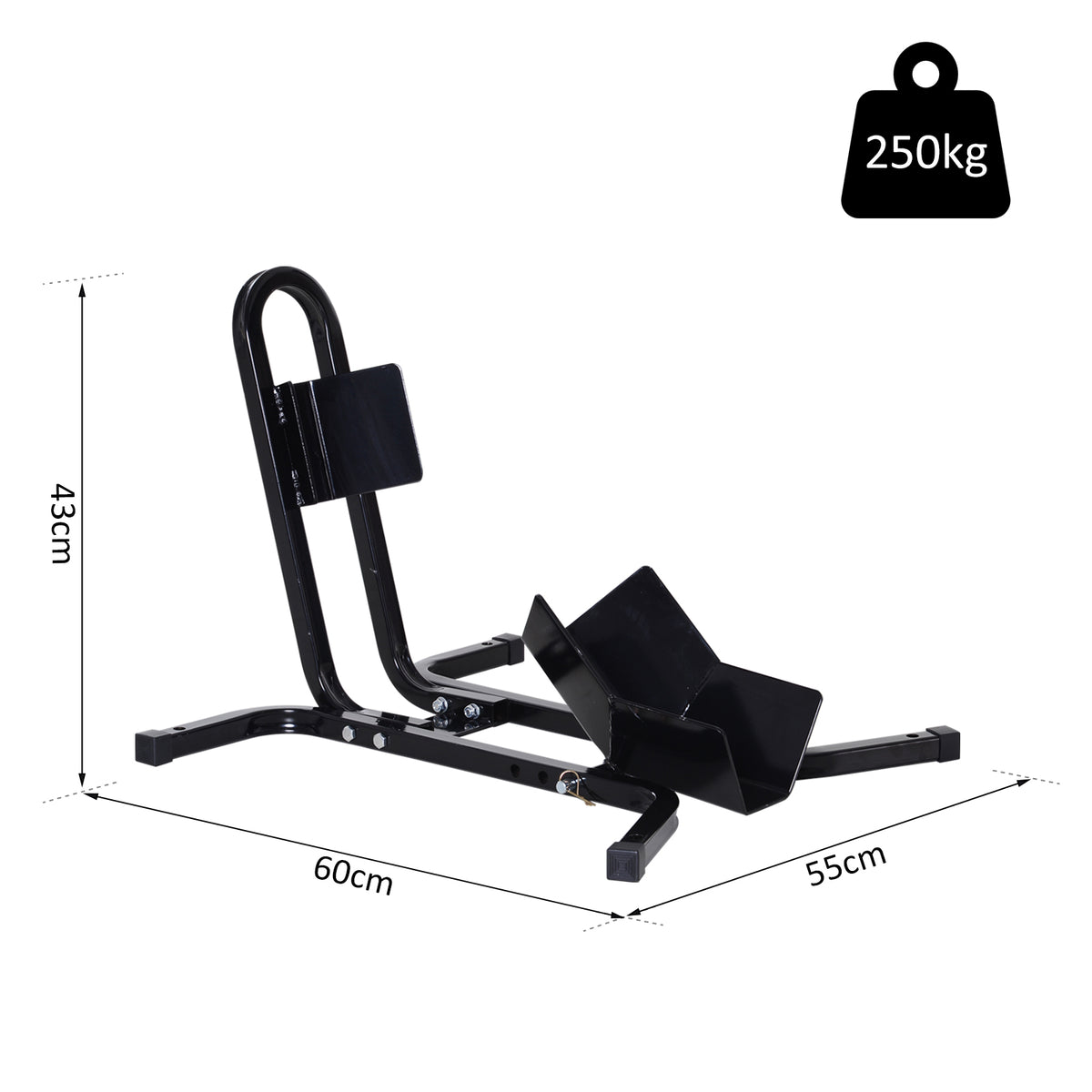 Blocca Ruota Moto Regolabile su 3 Livelli da 250 kg max in Metallo, 60x55x43 cm, Nero