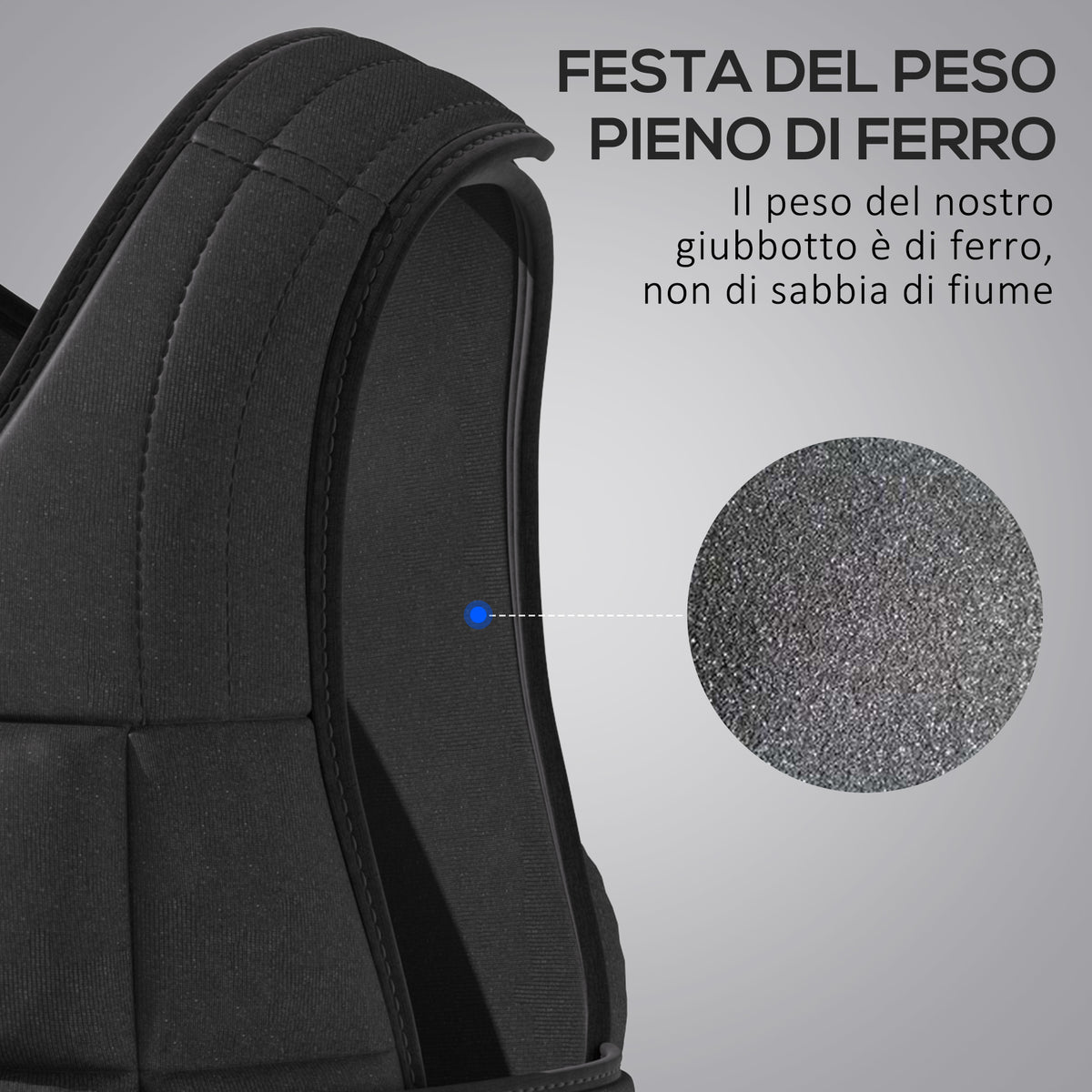 Giubbotto Zavorrato 20kg Unisex 38 Pesi Singoli, Imbottitura, Chiusure con Velcro, Nero