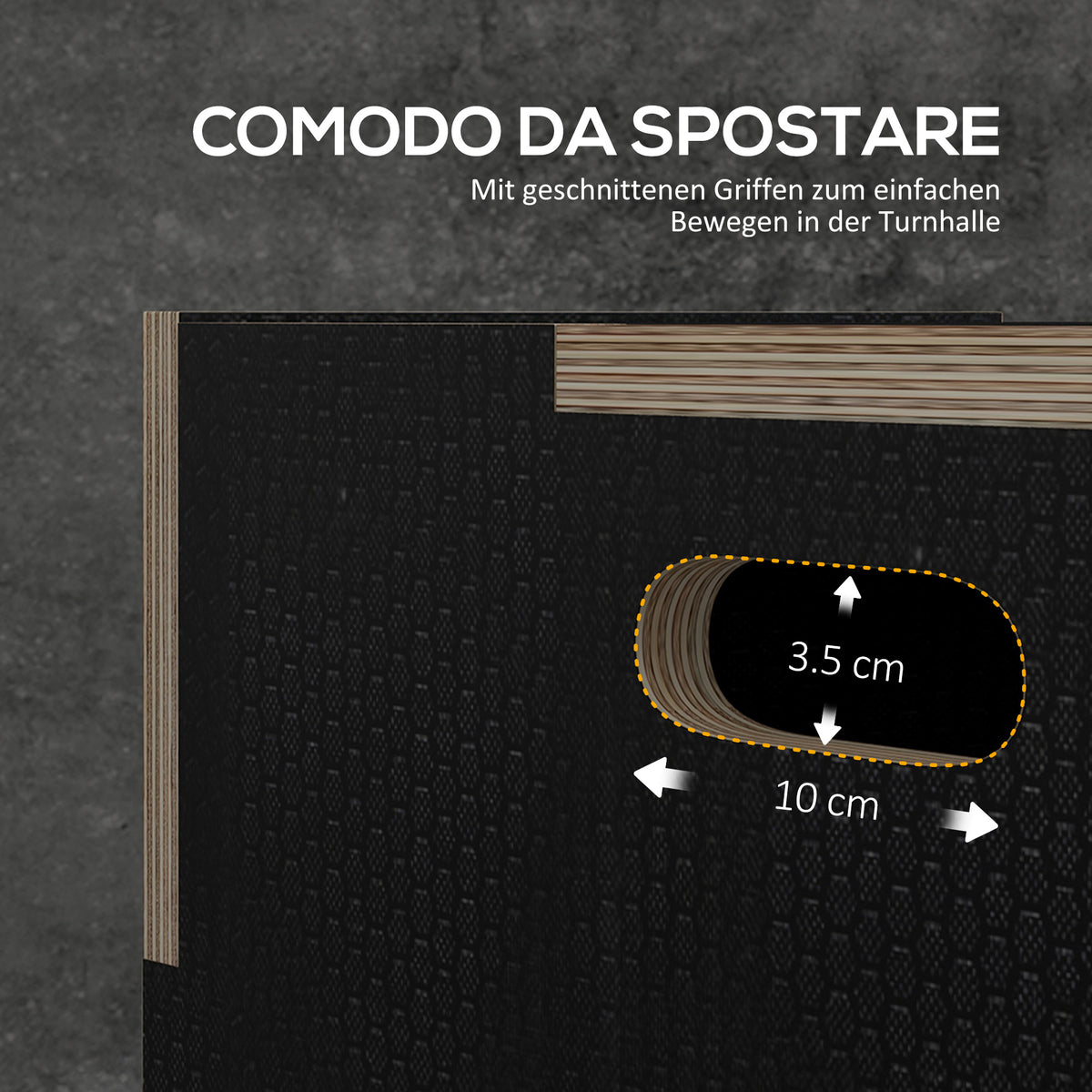 Box Jump Pliometrico a 3 Altezze in Legno Antiscivolo, 41-36-31cm, Nero