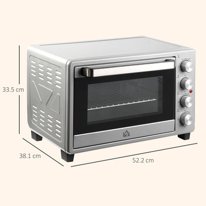 Fornetto Elettrico da 32L Regolazione Temperatura e Timer, 3 Modalità di Cottura e Accessori, Argento