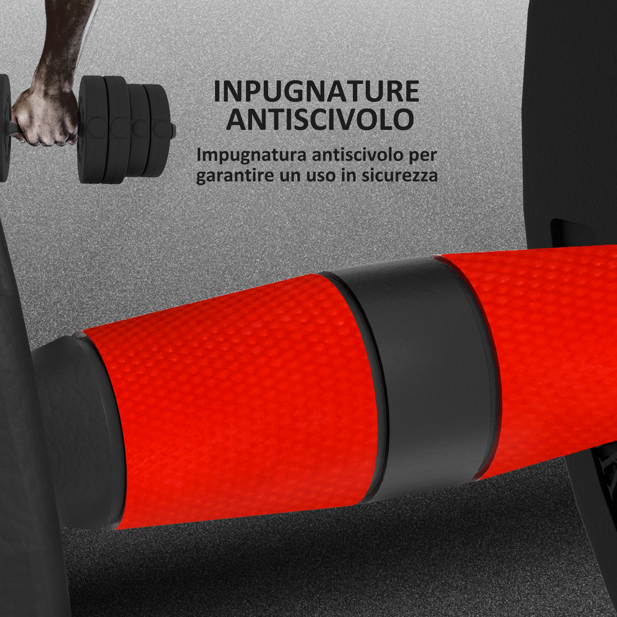 Set 2 Manubri Antiscivolo con 16 Dischi Pesi da 30 kg totali e Connettore, in Acciaio, HDPE e Sabbia, Nero