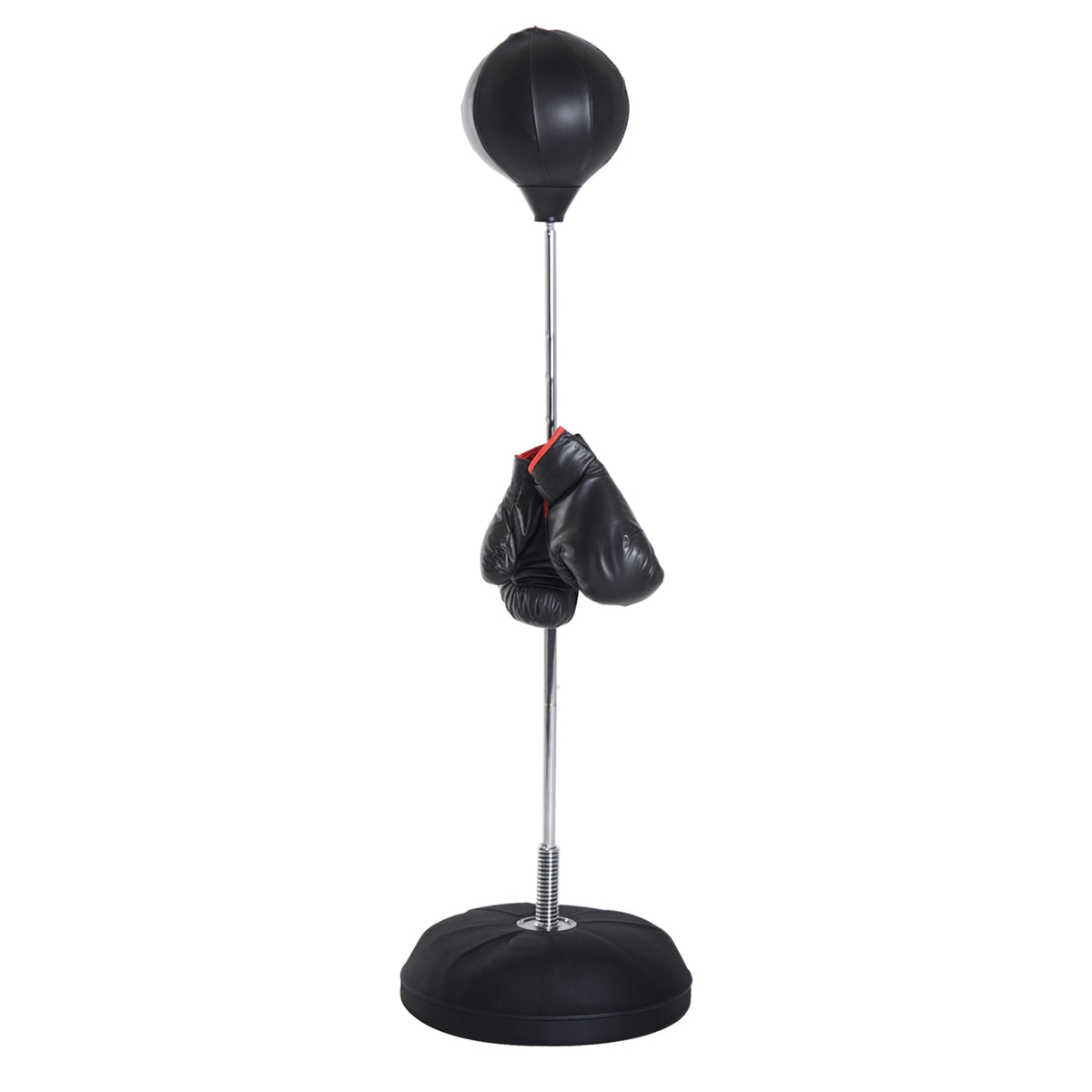 Punching Ball da Terra con Guantoni, Altezza Regolabile 126-144 cm e Base Riempibile, Nero