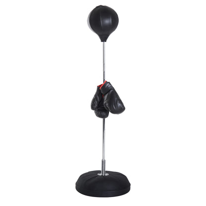 Punching Ball da Terra con Guantoni, Altezza Regolabile 126-144 cm e Base Riempibile, Nero
