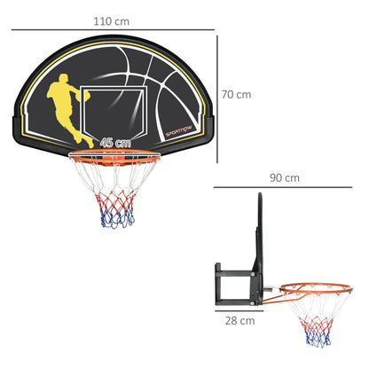 Canestro Basket per Bambini e Adulti da Indoor e Outdoor in Acciaio e PE, 110x90x70 cm, Nero e Giallo