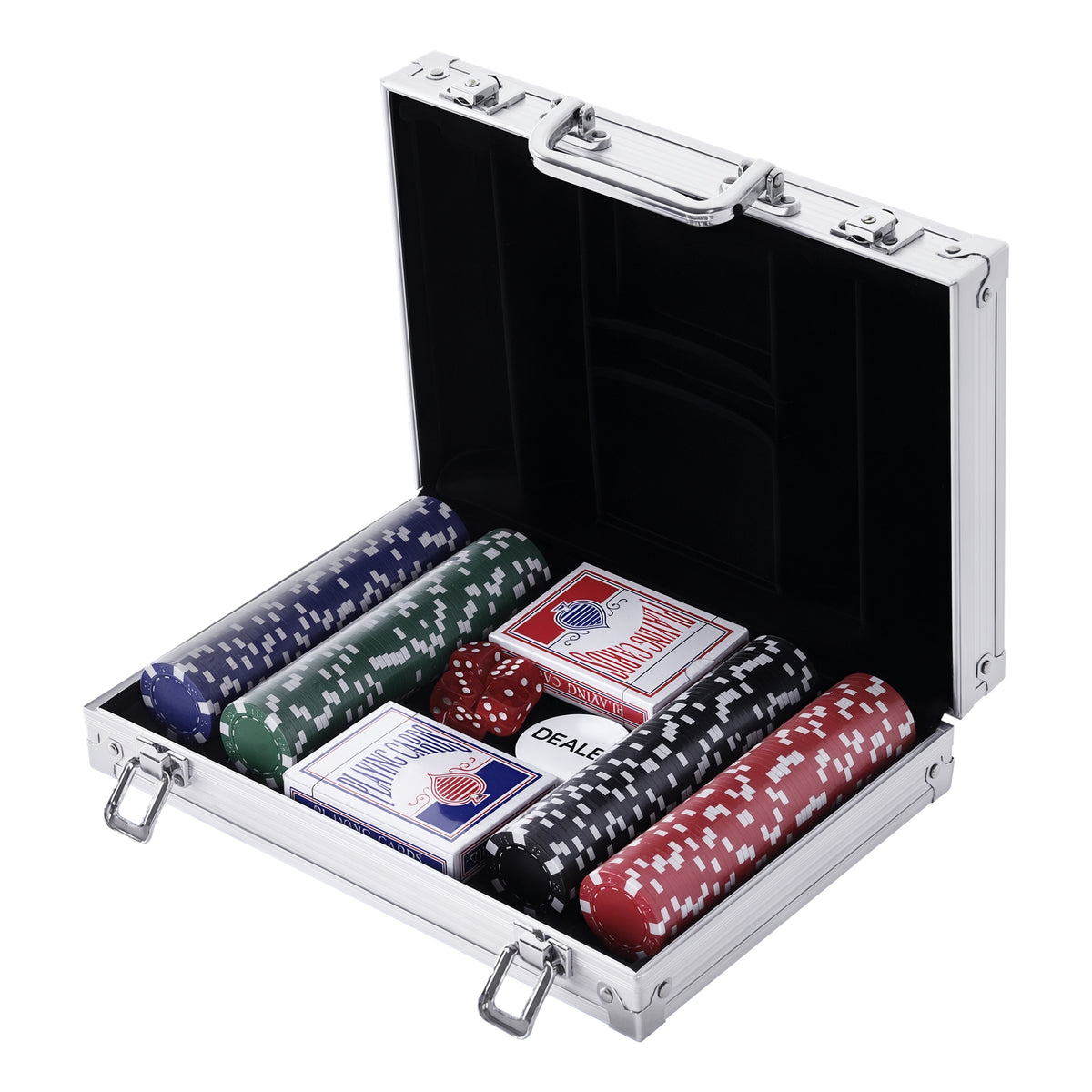 Valigetta Poker Professionale in Alluminio, Set Poker con 200 Fiches e 2 Mazzi per Texas hold&