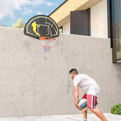 Canestro Basket per Bambini e Adulti da Indoor e Outdoor in Acciaio e PE, 110x90x70 cm, Nero e Giallo
