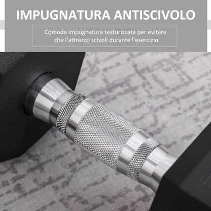 Manubrio da 12.5 kg Esagonale Singolo con Impugnatura Zigrinata Antiscivolo, Nero