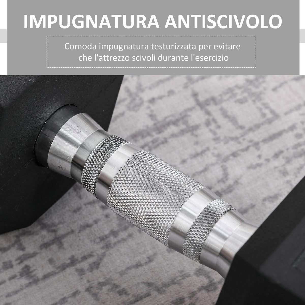 Manubrio da 12.5 kg Esagonale Singolo con Impugnatura Zigrinata Antiscivolo, Nero