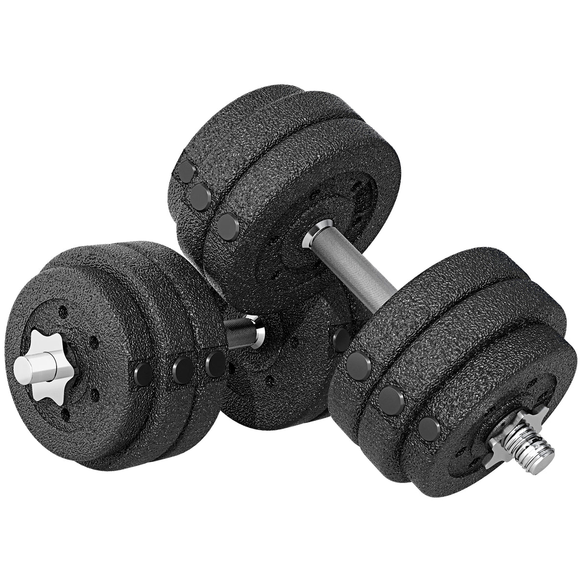 Set Pesi Manubri da 30 kg (8x2.5 kg, 4x1.5 kg) con 12 Dischi e 2 Manubri da 2 kg, 43x18x7.5 cm, Nero