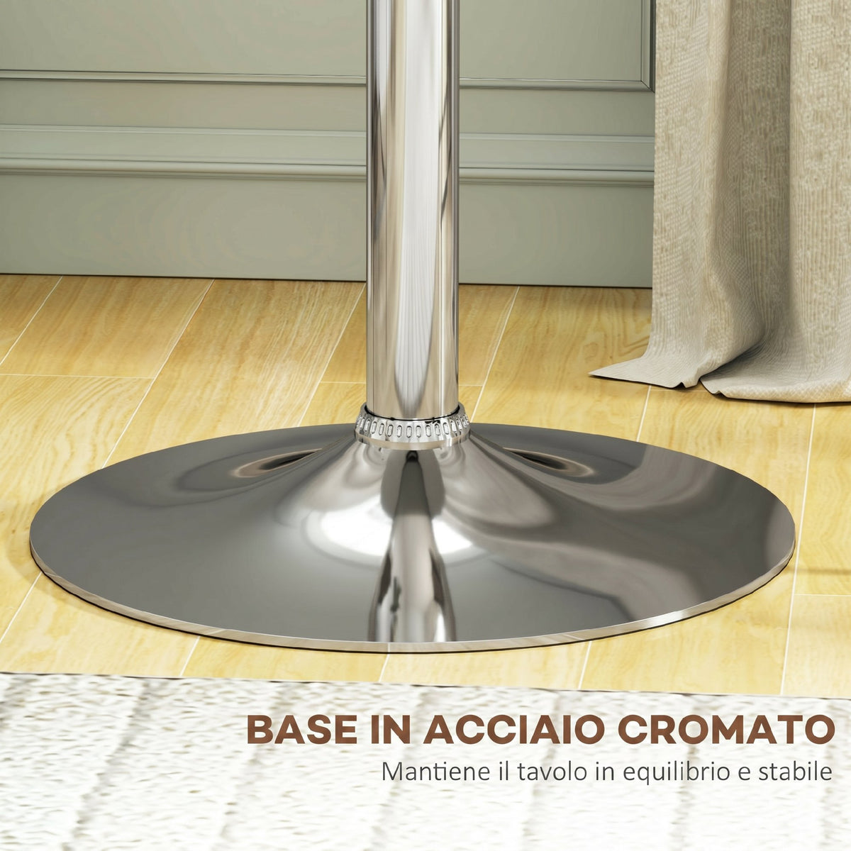 Tavolo Bar Rotondo 63 cm, Regolabile in Altezza 67-93cm con Struttura in Metallo, Piano Girevole 360, per Cucina Sala da Pranzo, Bianco
