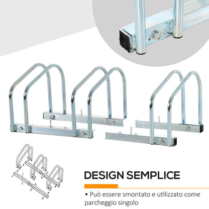 Rastrelliera Portabiciclette Parcheggio per 3 Biciclette Tubi d&
