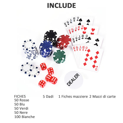 Valigetta Poker Professionale in Alluminio, Set Poker con 300 Fiches e 2 Mazzi per Texas hold&